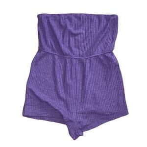 SHEIN Purple Waffle Knit Strapless Tube Romper Size Large